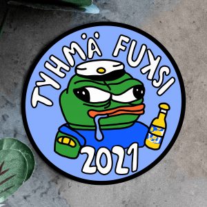 Kuva haalarimerkistä "Tyhmä fuksi"